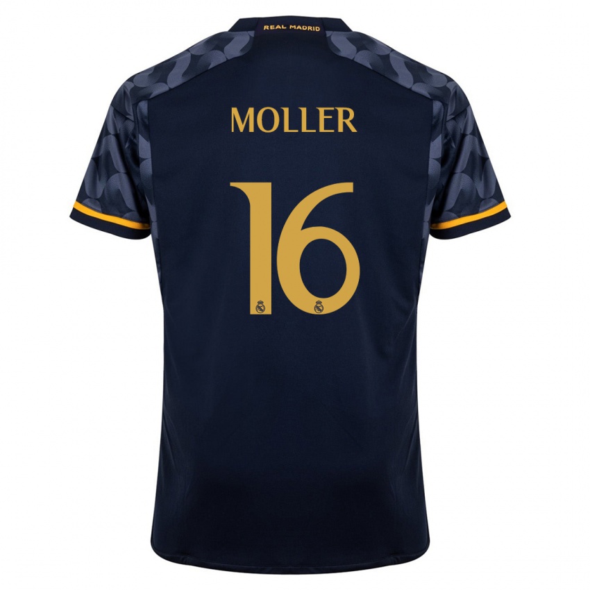 Kinder Caroline Moller #16 Dunkelblau Auswärtstrikot Trikot 2023/24 T-Shirt Belgien