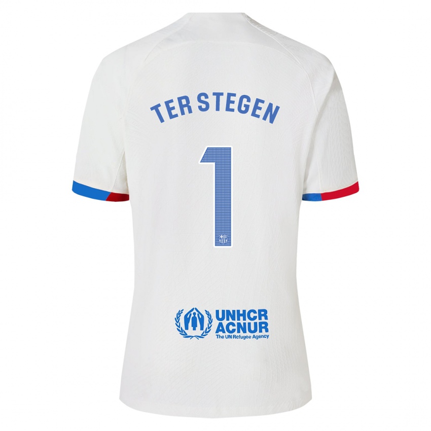 Kinder Marc-Andre Ter Stegen #1 Weiß Auswärtstrikot Trikot 2023/24 T-Shirt Belgien