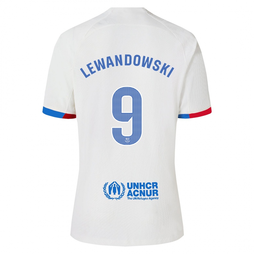 Enfant Maillot Robert Lewandowski #9 Blanc Tenues Extérieur 2023/24 T-Shirt Belgique