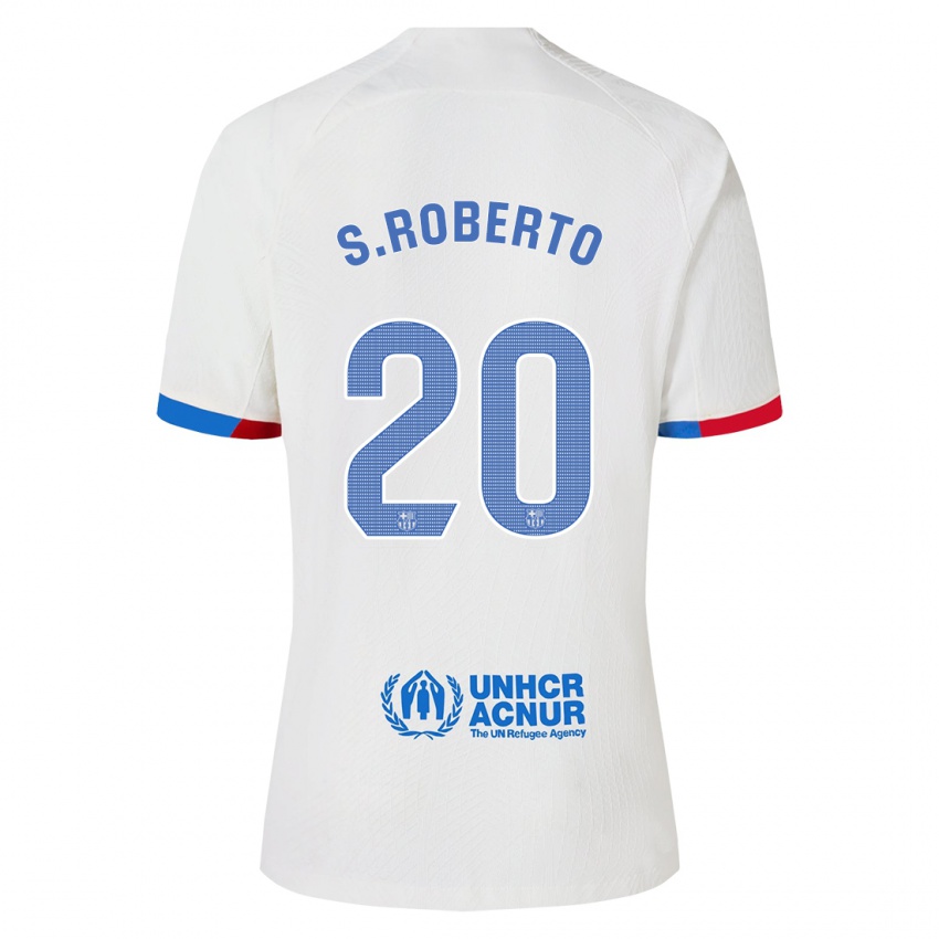 Kinder Sergi Roberto #20 Weiß Auswärtstrikot Trikot 2023/24 T-Shirt Belgien