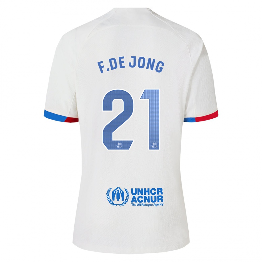 Enfant Maillot Frenkie De Jong #21 Blanc Tenues Extérieur 2023/24 T-Shirt Belgique