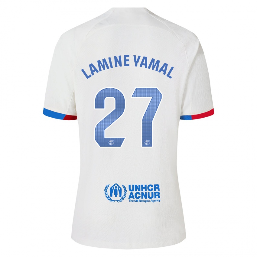 Kinderen Lamine Yamal #27 Wit Uitshirt Uittenue 2023/24 T-Shirt België