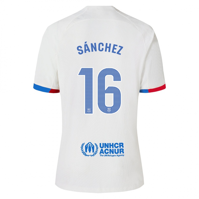 Kinder Edu Sánchez #16 Weiß Auswärtstrikot Trikot 2023/24 T-Shirt Belgien