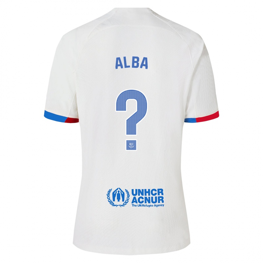 Kinder Javi Alba #0 Weiß Auswärtstrikot Trikot 2023/24 T-Shirt Belgien