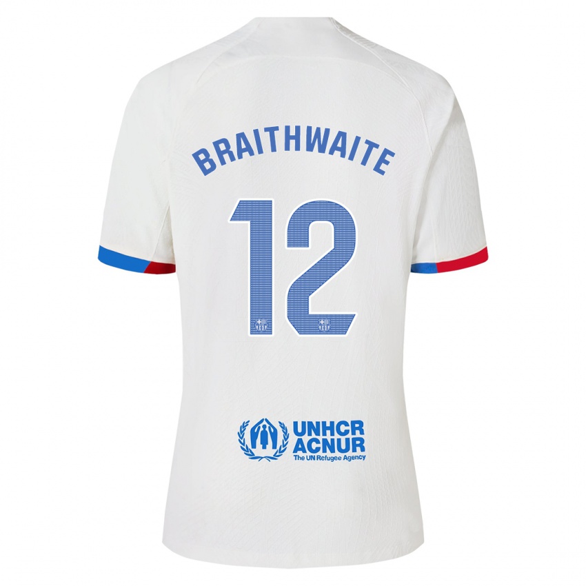 Enfant Maillot Martin Braithwaite #12 Blanc Tenues Extérieur 2023/24 T-Shirt Belgique