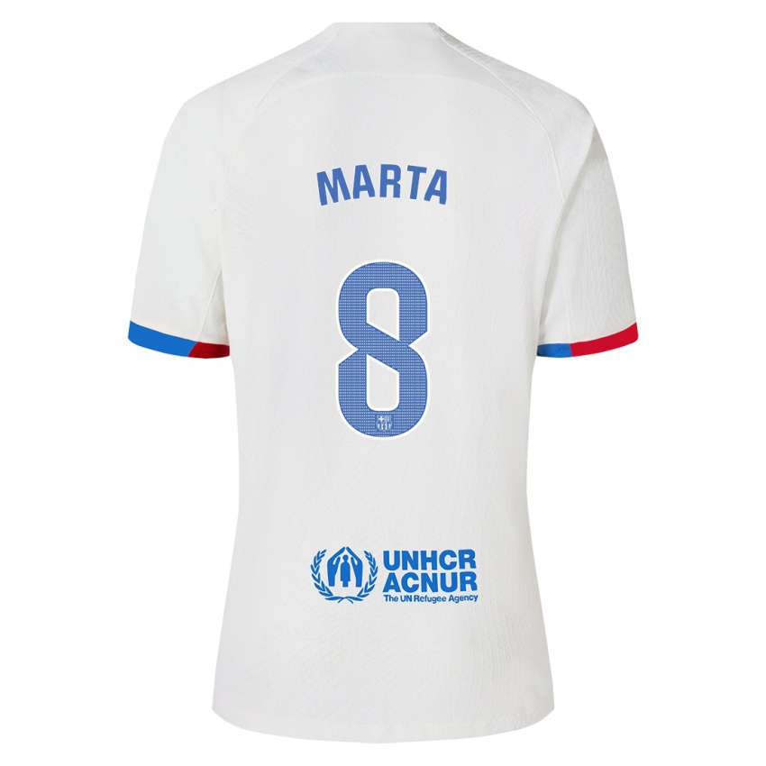 Enfant Maillot Marta Torrejon #8 Blanc Tenues Extérieur 2023/24 T-Shirt Belgique
