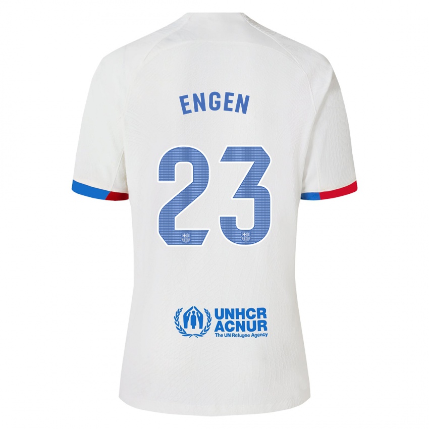 Kinder Ingrid Engen #23 Weiß Auswärtstrikot Trikot 2023/24 T-Shirt Belgien