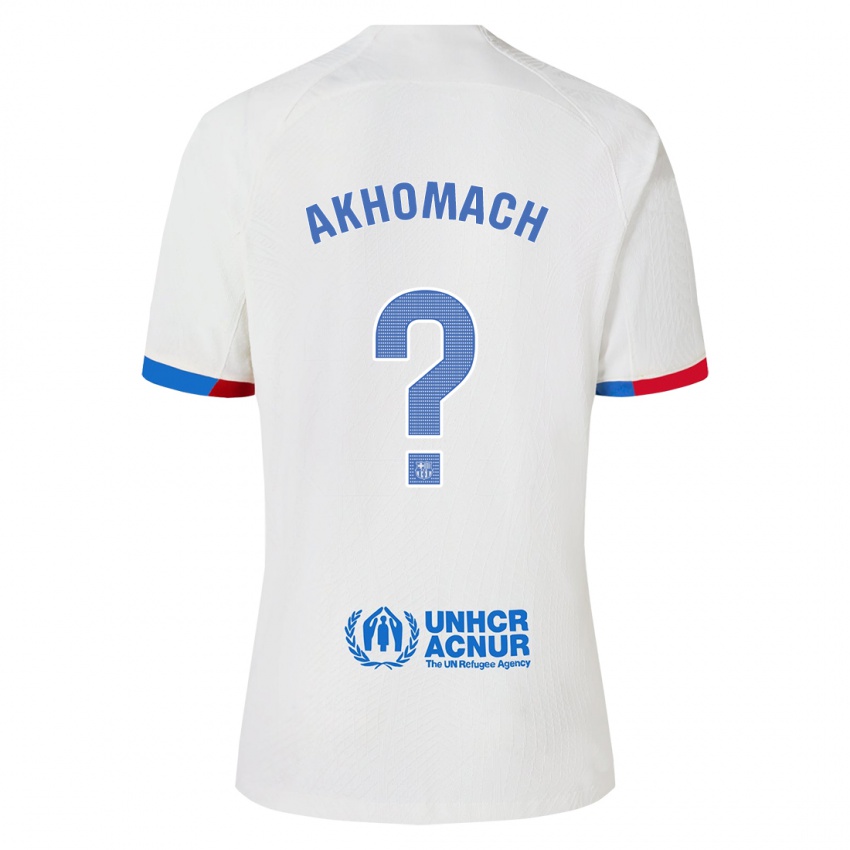 Kinder Ilias Akhomach #0 Weiß Auswärtstrikot Trikot 2023/24 T-Shirt Belgien