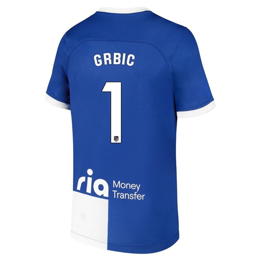 Kinder Ivo Grbic #1 Blau Weiss Auswärtstrikot Trikot 2023/24 T-Shirt Belgien