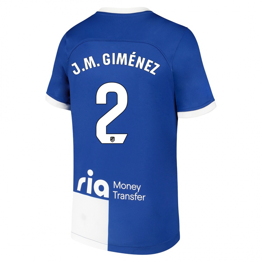 Kinder Jose Maria Gimenez #2 Blau Weiss Auswärtstrikot Trikot 2023/24 T-Shirt Belgien