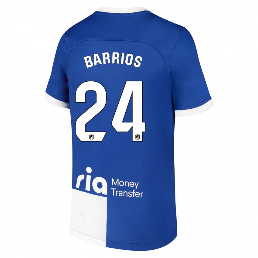 Kinder Pablo Barrios #24 Blau Weiss Auswärtstrikot Trikot 2023/24 T-Shirt Belgien