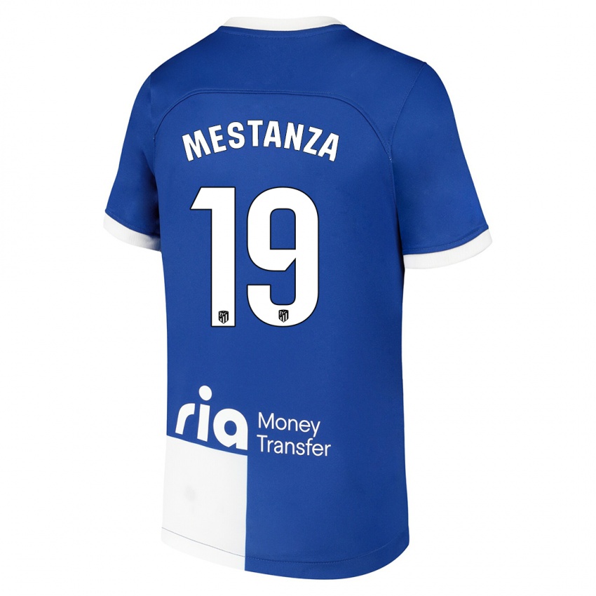 Kinder Alejandro Mestanza #19 Blau Weiss Auswärtstrikot Trikot 2023/24 T-Shirt Belgien