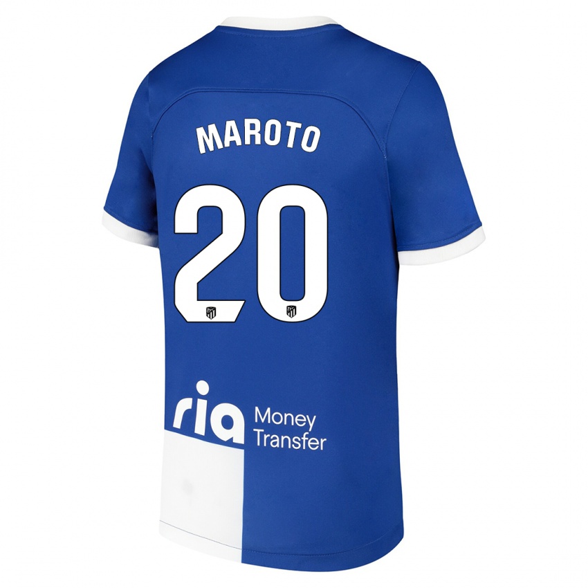Kinder Mario Maroto #20 Blau Weiss Auswärtstrikot Trikot 2023/24 T-Shirt Belgien