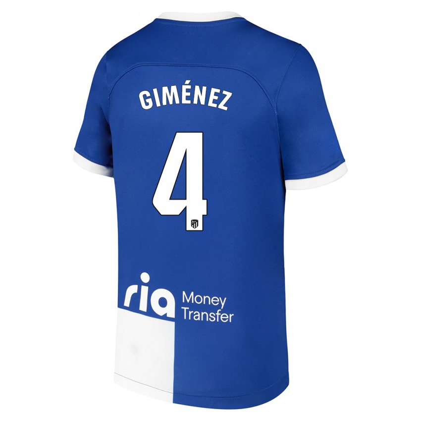Kinder Félix Giménez #4 Blau Weiss Auswärtstrikot Trikot 2023/24 T-Shirt Belgien