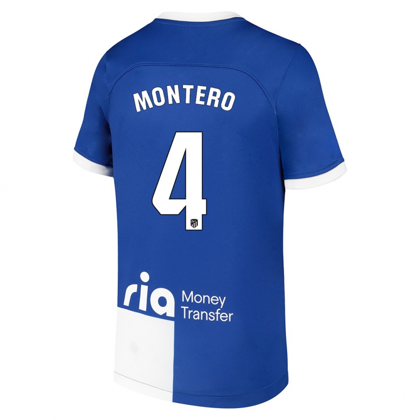 Kinder Francisco Montero #4 Blau Weiss Auswärtstrikot Trikot 2023/24 T-Shirt Belgien