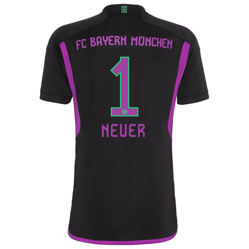 Kinder Manuel Neuer #1 Schwarz Auswärtstrikot Trikot 2023/24 T-Shirt Belgien