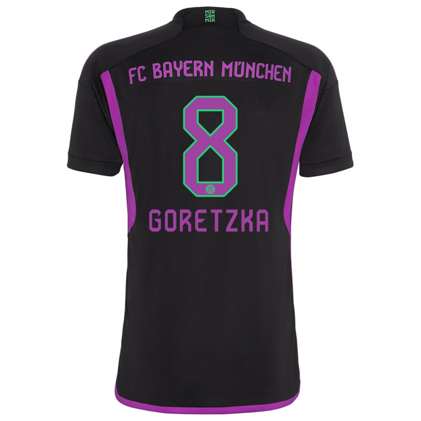 Kinder Leon Goretzka #8 Schwarz Auswärtstrikot Trikot 2023/24 T-Shirt Belgien