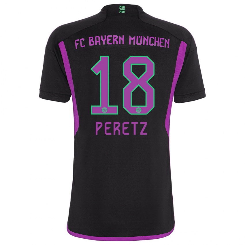 Kinder Daniel Peretz #18 Schwarz Auswärtstrikot Trikot 2023/24 T-Shirt Belgien