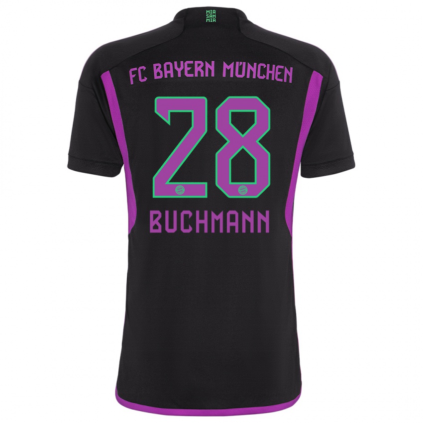 Kinder Tarek Buchmann #28 Schwarz Auswärtstrikot Trikot 2023/24 T-Shirt Belgien