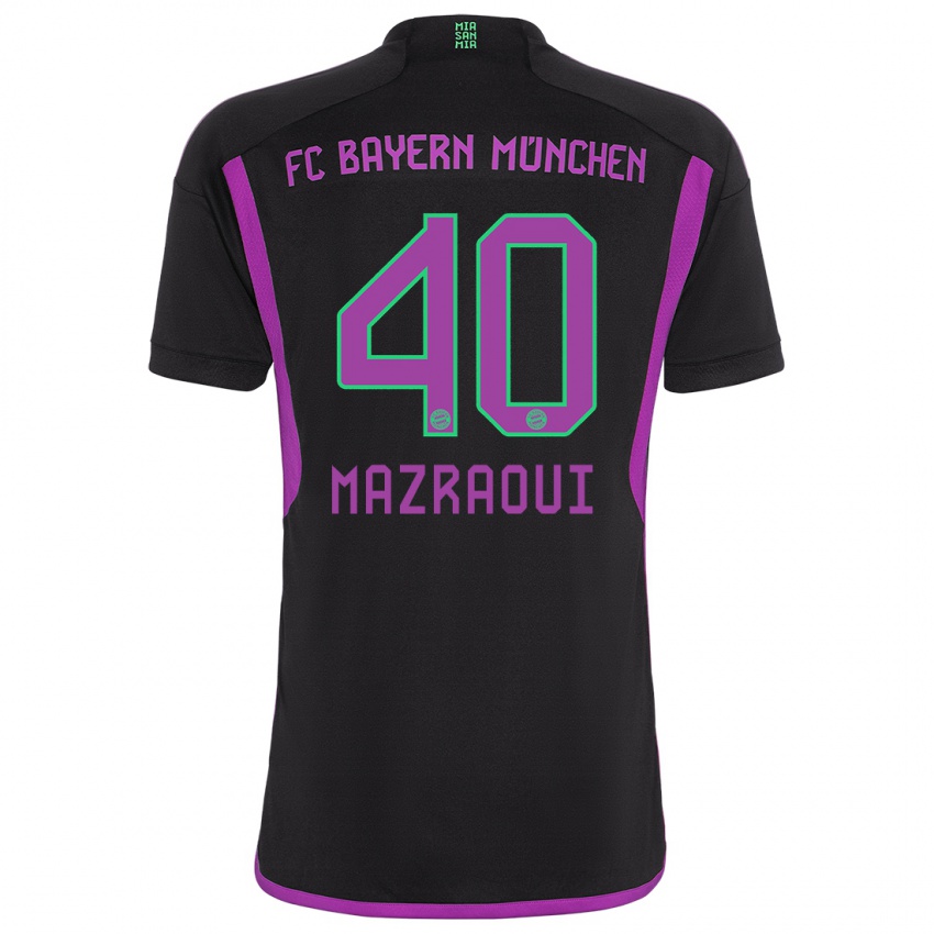 Kinderen Noussair Mazraoui #40 Zwart Uitshirt Uittenue 2023/24 T-Shirt België