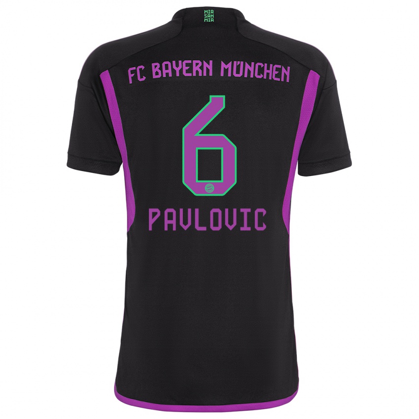 Kinderen Aleksandar Pavlovic #6 Zwart Uitshirt Uittenue 2023/24 T-Shirt België