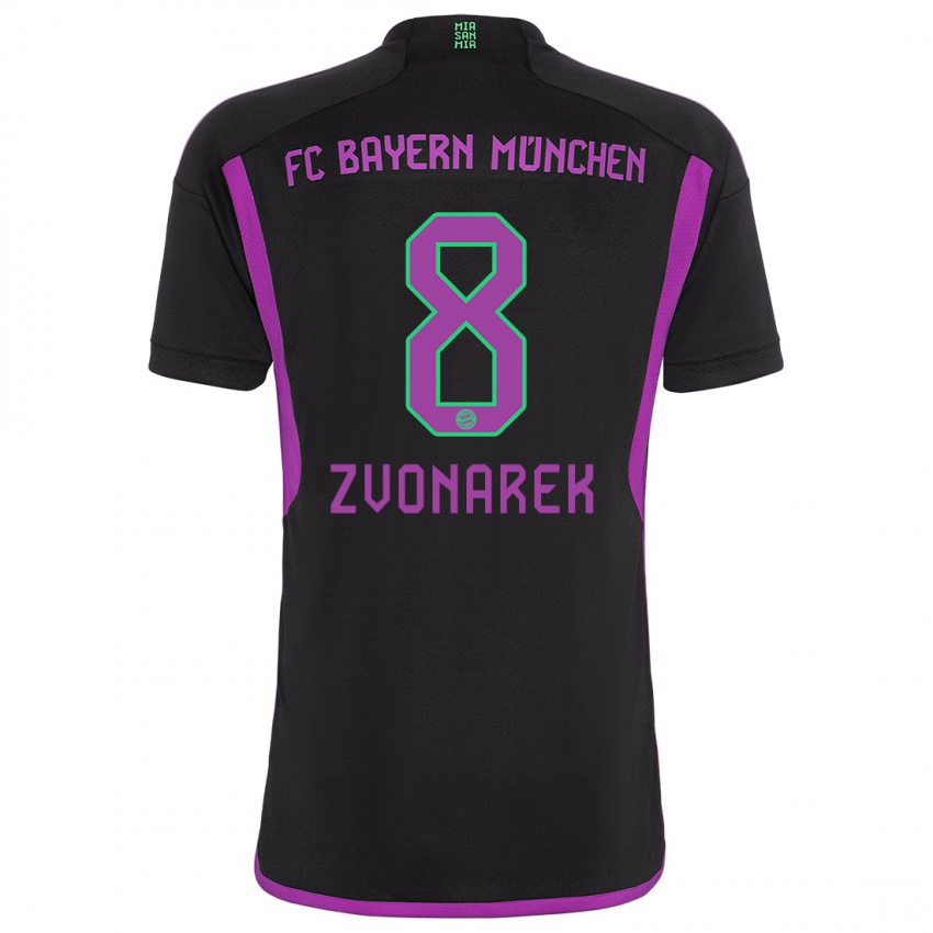 Kinder Lovro Zvonarek #8 Schwarz Auswärtstrikot Trikot 2023/24 T-Shirt Belgien