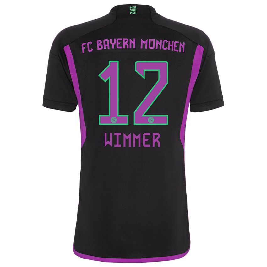 Kinderen Benedikt Wimmer #12 Zwart Uitshirt Uittenue 2023/24 T-Shirt België