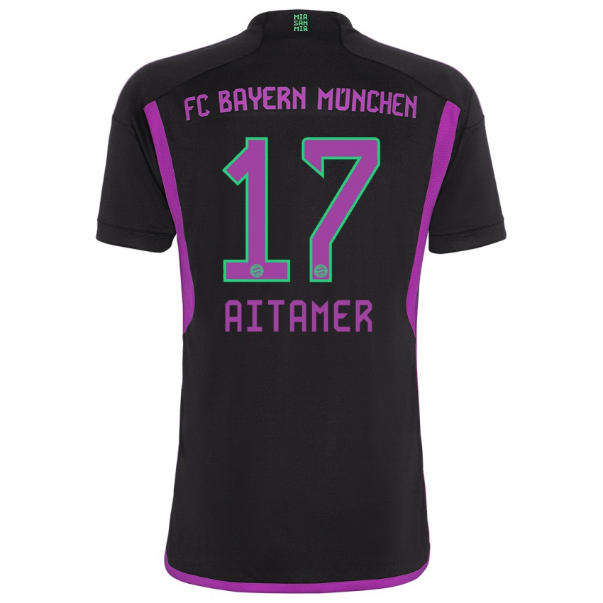 Kinder Younes Aitamer #17 Schwarz Auswärtstrikot Trikot 2023/24 T-Shirt Belgien