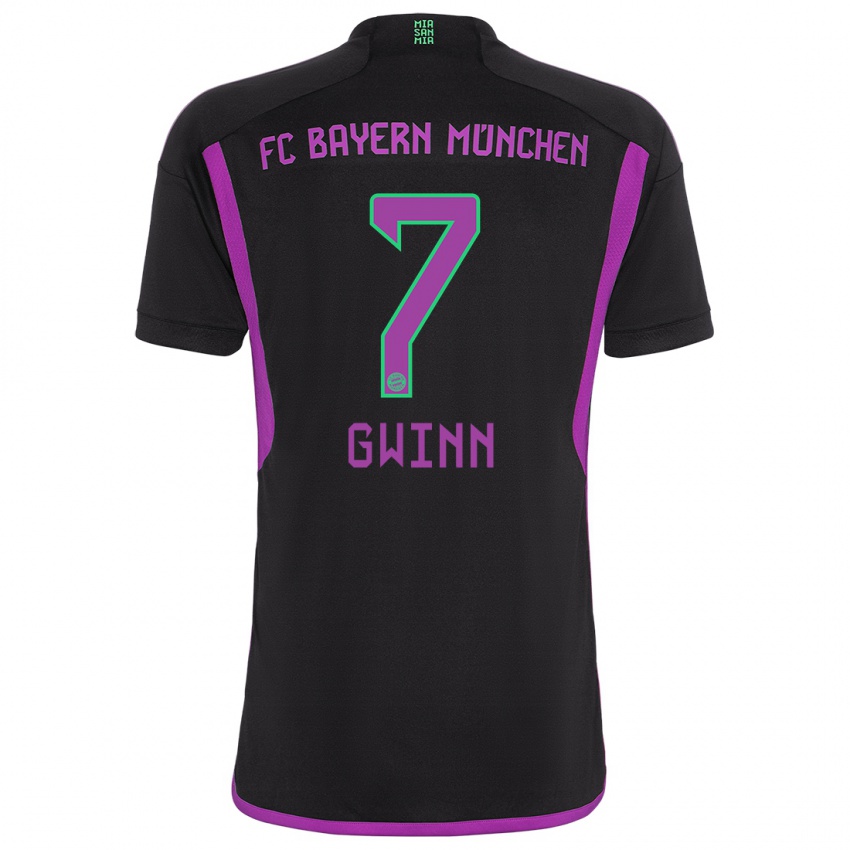 Kinder Giulia Gwinn #7 Schwarz Auswärtstrikot Trikot 2023/24 T-Shirt Belgien