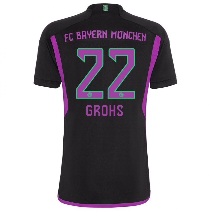 Kinder Maria Luisa Grohs #22 Schwarz Auswärtstrikot Trikot 2023/24 T-Shirt Belgien