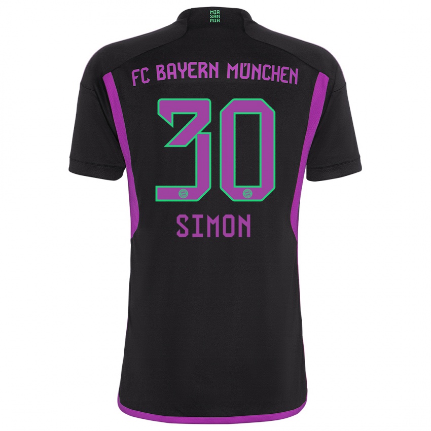 Kinder Carolin Simon #30 Schwarz Auswärtstrikot Trikot 2023/24 T-Shirt Belgien