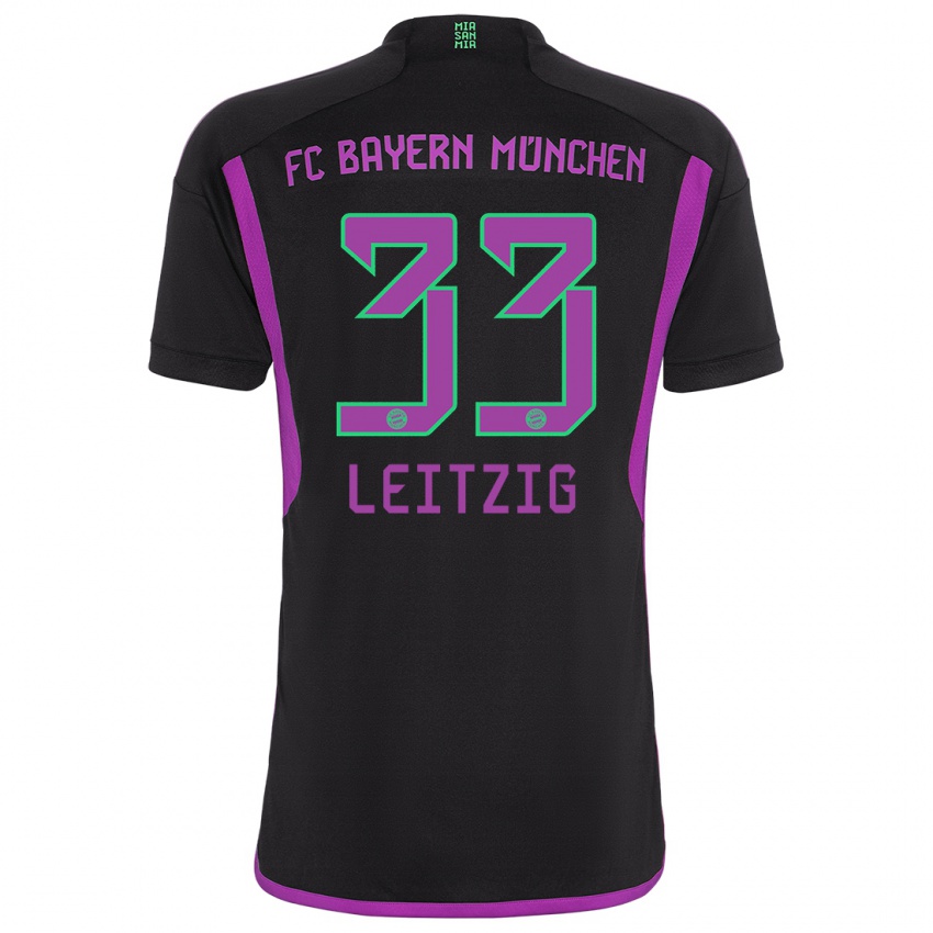 Kinder Janina Leitzig #33 Schwarz Auswärtstrikot Trikot 2023/24 T-Shirt Belgien