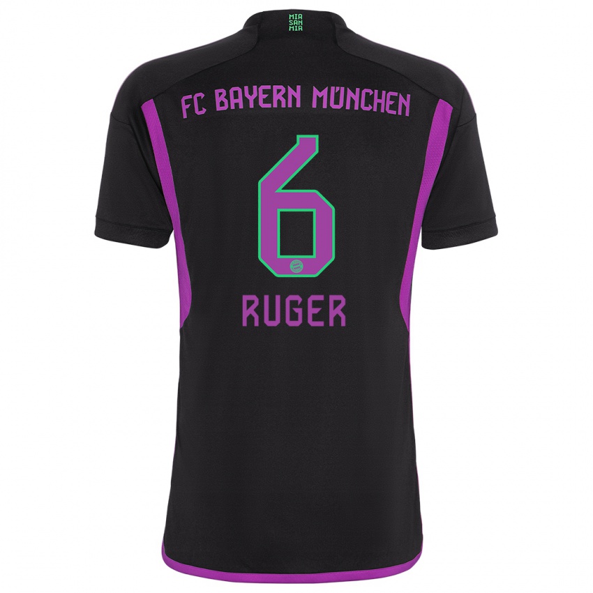 Kinder Kurt Ruger #6 Schwarz Auswärtstrikot Trikot 2023/24 T-Shirt Belgien