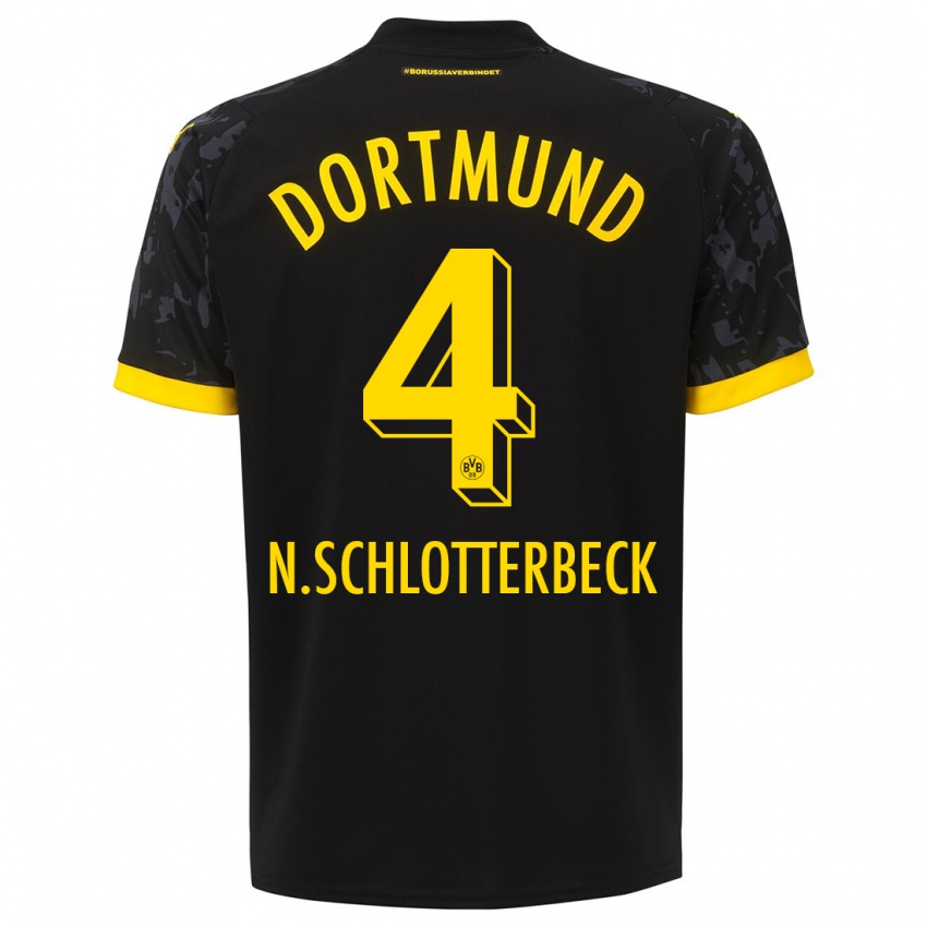 Kinder Nico Schlotterbeck #4 Schwarz Auswärtstrikot Trikot 2023/24 T-Shirt Belgien