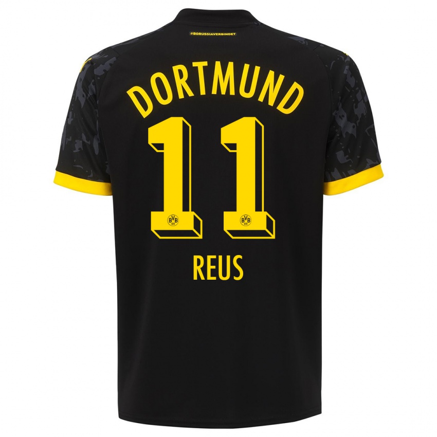 Kinder Marco Reus #11 Schwarz Auswärtstrikot Trikot 2023/24 T-Shirt Belgien
