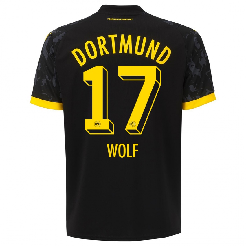Kinder Marius Wolf #17 Schwarz Auswärtstrikot Trikot 2023/24 T-Shirt Belgien