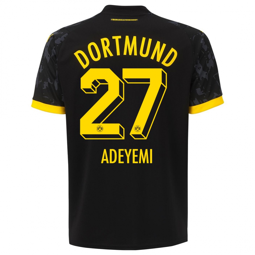 Kinder Karim Adeyemi #27 Schwarz Auswärtstrikot Trikot 2023/24 T-Shirt Belgien