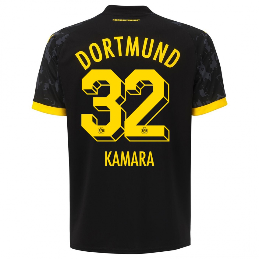 Kinderen Abdoulaye Kamara #32 Zwart Uitshirt Uittenue 2023/24 T-Shirt België