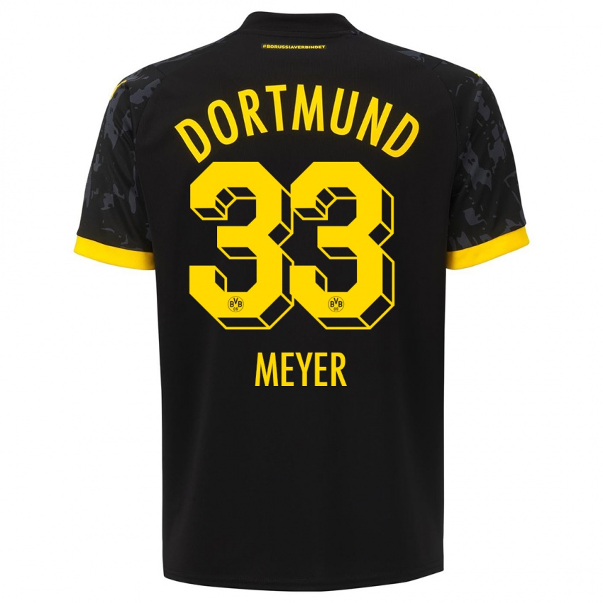 Kinder Alexander Meyer #33 Schwarz Auswärtstrikot Trikot 2023/24 T-Shirt Belgien
