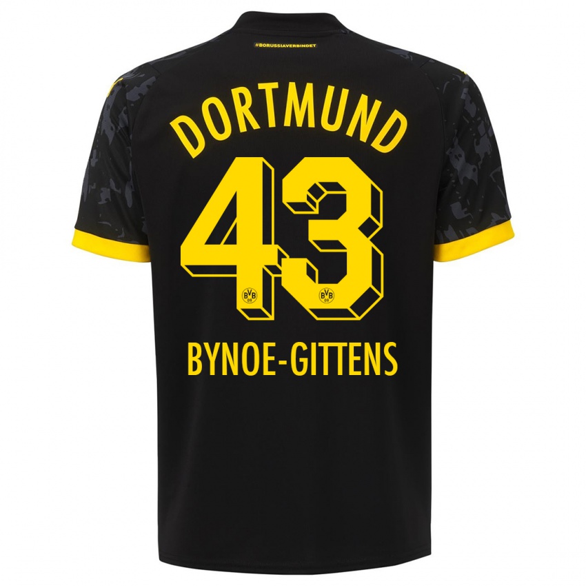 Kinder Jamie Bynoe-Gittens #43 Schwarz Auswärtstrikot Trikot 2023/24 T-Shirt Belgien