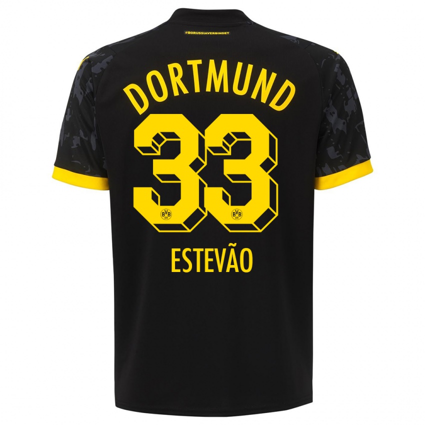 Kinder Tiago Estevão #33 Schwarz Auswärtstrikot Trikot 2023/24 T-Shirt Belgien