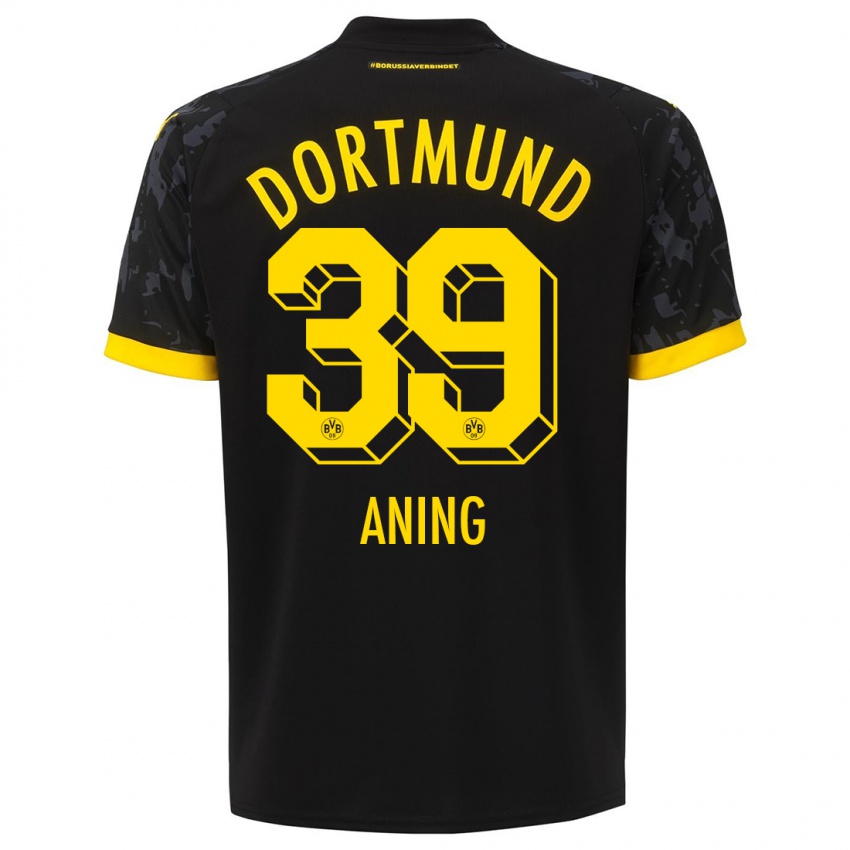 Kinder Prince Aning #39 Schwarz Auswärtstrikot Trikot 2023/24 T-Shirt Belgien