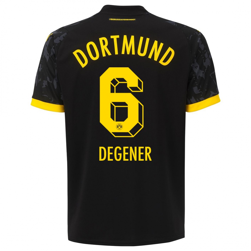 Kinder Tim Degener #6 Schwarz Auswärtstrikot Trikot 2023/24 T-Shirt Belgien