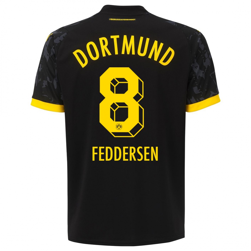Kinder Jonas Feddersen #8 Schwarz Auswärtstrikot Trikot 2023/24 T-Shirt Belgien