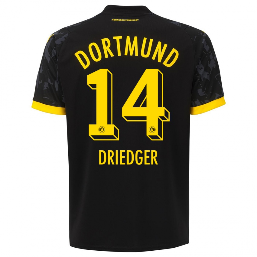 Kinder Julian Driedger #14 Schwarz Auswärtstrikot Trikot 2023/24 T-Shirt Belgien