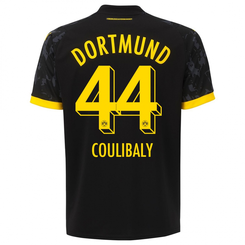 Kinder Soumaila Coulibaly #44 Schwarz Auswärtstrikot Trikot 2023/24 T-Shirt Belgien