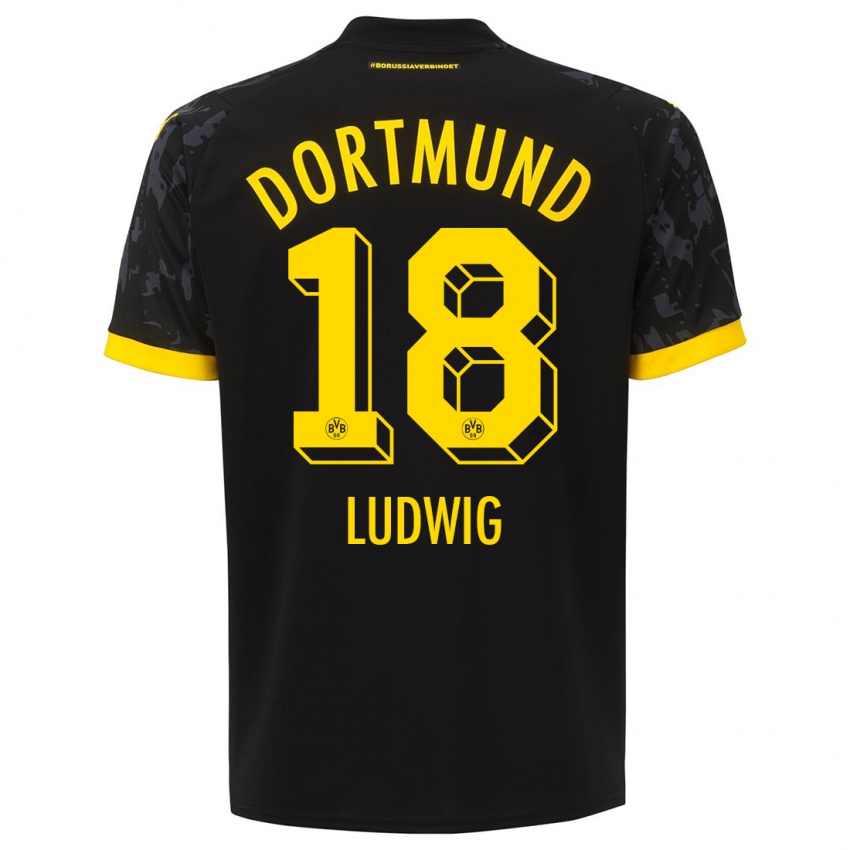 Kinder Michel Ludwig #18 Schwarz Auswärtstrikot Trikot 2023/24 T-Shirt Belgien