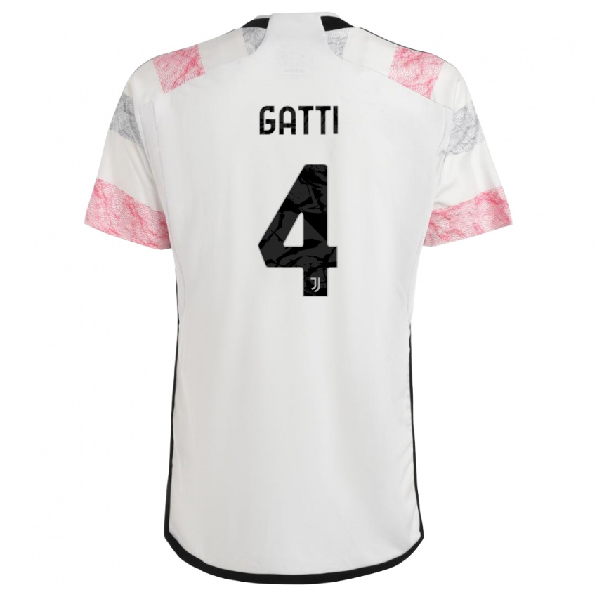 Kinder Federico Gatti #4 Weiß Rosa Auswärtstrikot Trikot 2023/24 T-Shirt Belgien