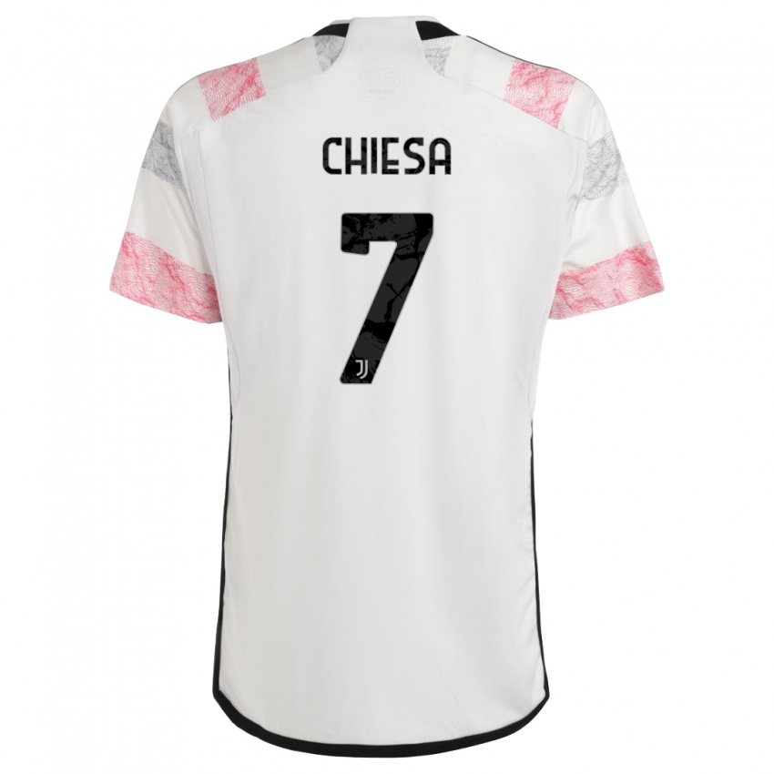 Kinder Federico Chiesa #7 Weiß Rosa Auswärtstrikot Trikot 2023/24 T-Shirt Belgien