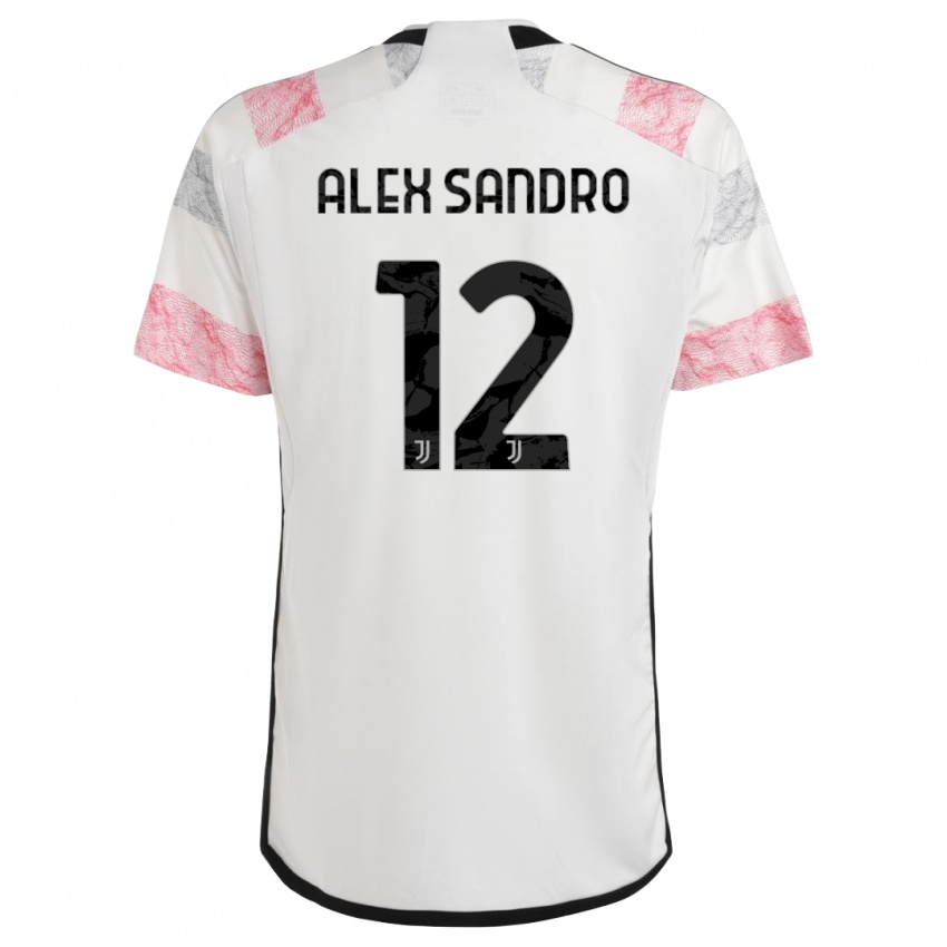 Kinderen Alex Sandro #12 Wit Roze Uitshirt Uittenue 2023/24 T-Shirt België